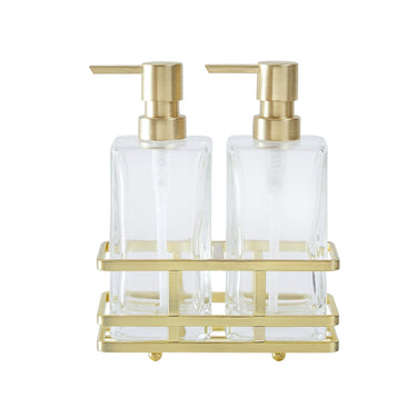 Home Decor 3 - Piece Glass Soap Dispenser Set with Metal Storage Caddy - Melillo EnterprisesBathBathroom Accessories & ScalesGo to